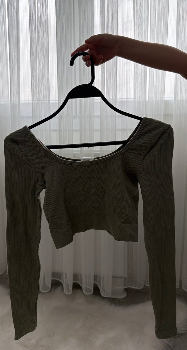 Gri Uzun Kollu Kadın Bluz - Görsel 2