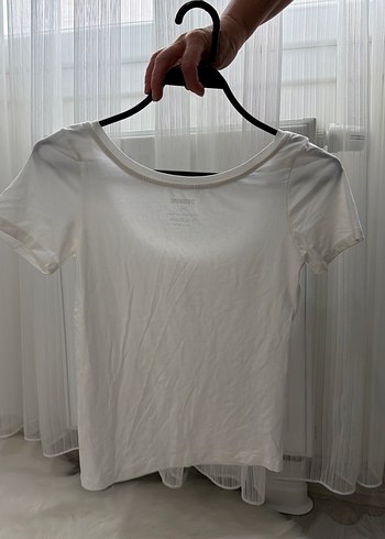 Kadın Beyaz Kısa Kollu Pamuklu Tişört - Görsel 4