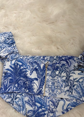 Mavi Desenli Bohem Straplez Büstiyer - Görsel 4