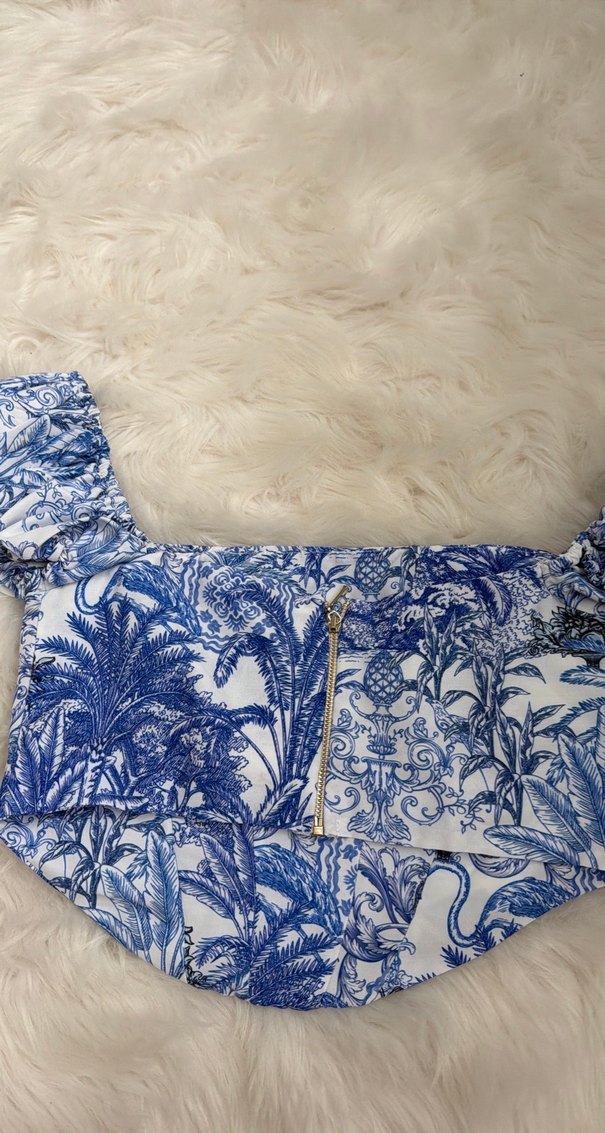 Mavi Desenli Bohem Straplez Büstiyer - Görsel 4