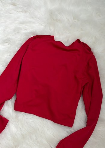 Kadın Kırmızı Drapeli Uzun Kollu Bluz - Görsel 4