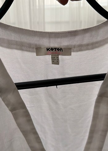 V Yaka Kolsuz Beyaz Keten Midi Elbise - Görsel 3