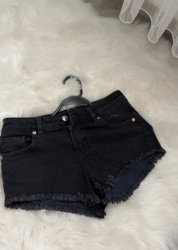 Siyah Kemerli Mini Denim Şort - Görsel 5
