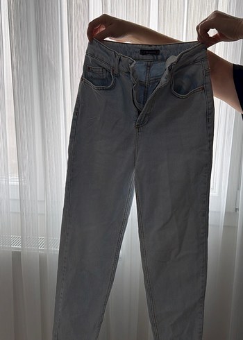 Gri Salaş Kesim Kadın Midi Boy Kot Pantolon - Görsel 2