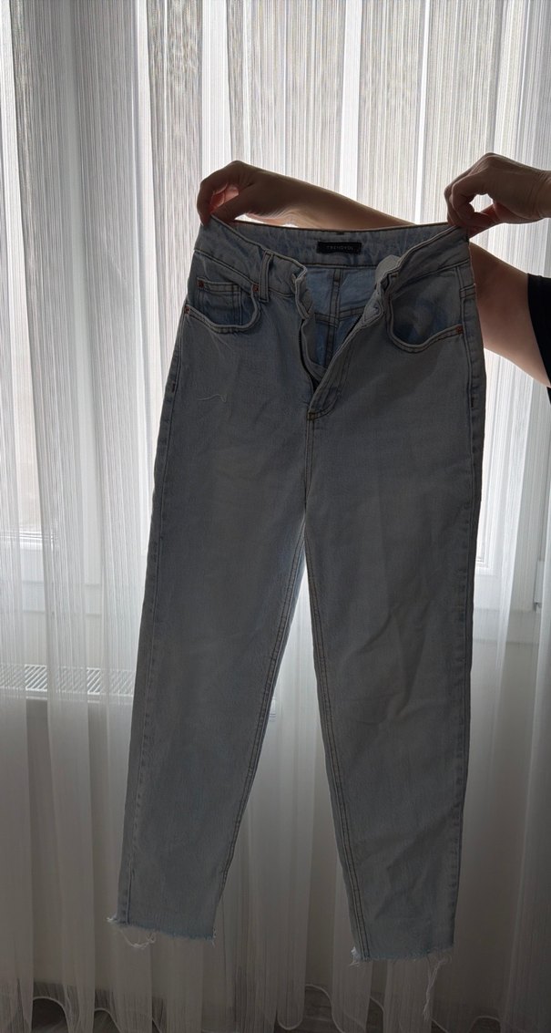 Gri Salaş Kesim Kadın Midi Boy Kot Pantolon - Görsel 2