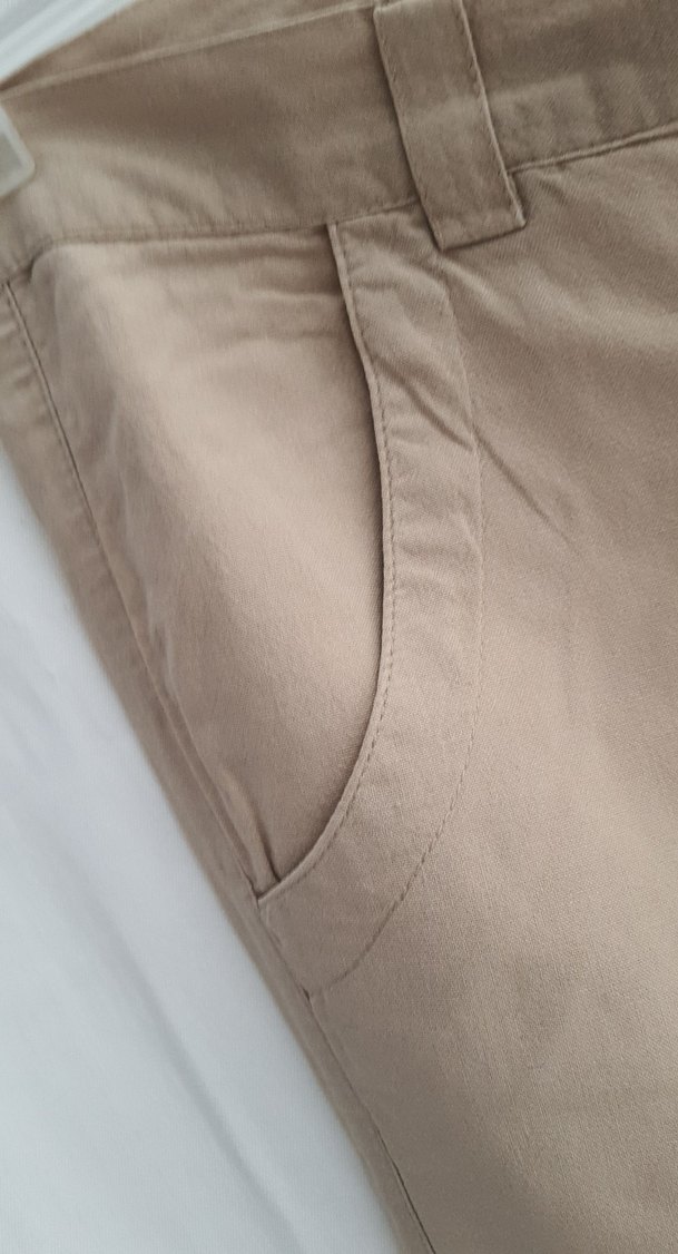 Bej Kadın Keten Rahat Kesim Pantolon - Görsel 5