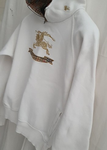 Beyaz Kapüşonlu Mini Sweatshirt - Görsel 7