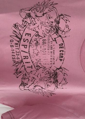 Pembe Baskılı Tişört, Kısa Kollu - Görsel 3