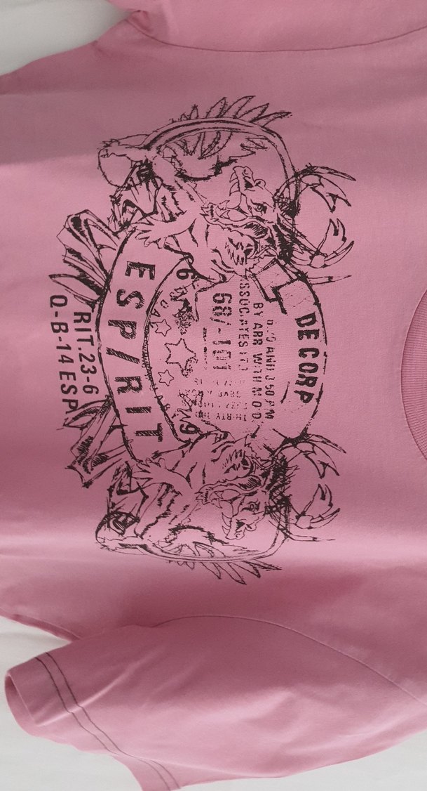 Pembe Baskılı Tişört, Kısa Kollu - Görsel 3