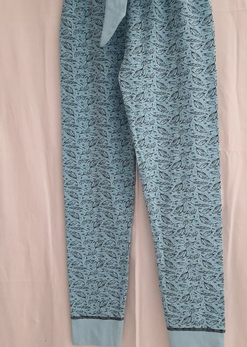 Mavi Bağcıklı Kolsuz Rahat Pijama Takımı - Görsel 5