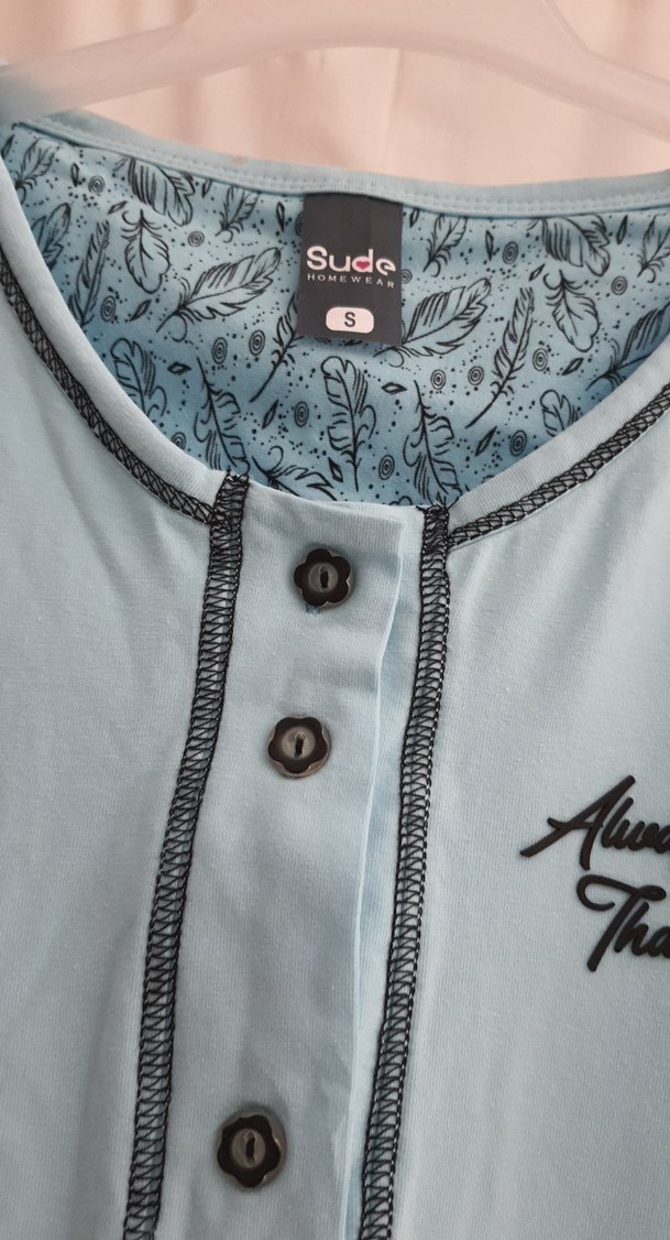 Mavi Bağcıklı Kolsuz Rahat Pijama Takımı - Görsel 2