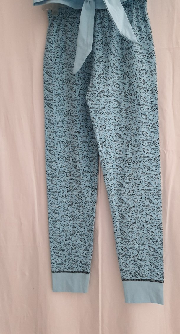 Mavi Bağcıklı Kolsuz Rahat Pijama Takımı - Görsel 5