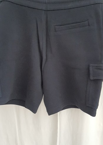 %100 Keten Siyah Bermuda Şort - Görsel 8