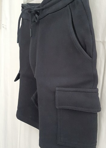 %100 Keten Siyah Bermuda Şort - Görsel 4