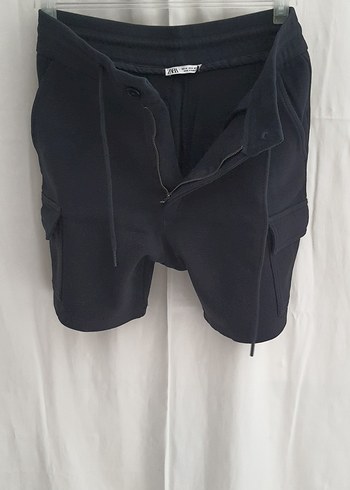 %100 Keten Siyah Bermuda Şort - Görsel 10