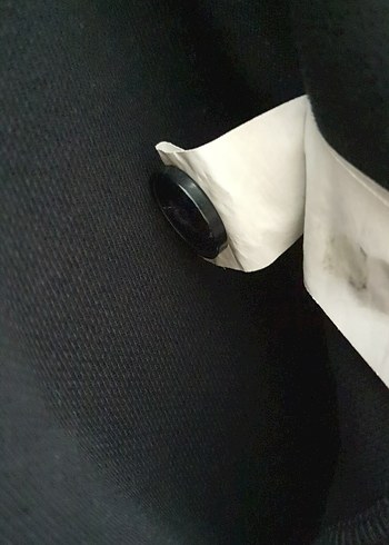 %100 Keten Siyah Bermuda Şort - Görsel 6