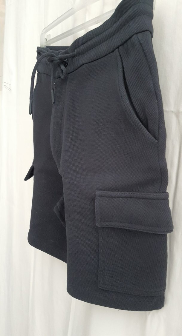 %100 Keten Siyah Bermuda Şort - Görsel 4