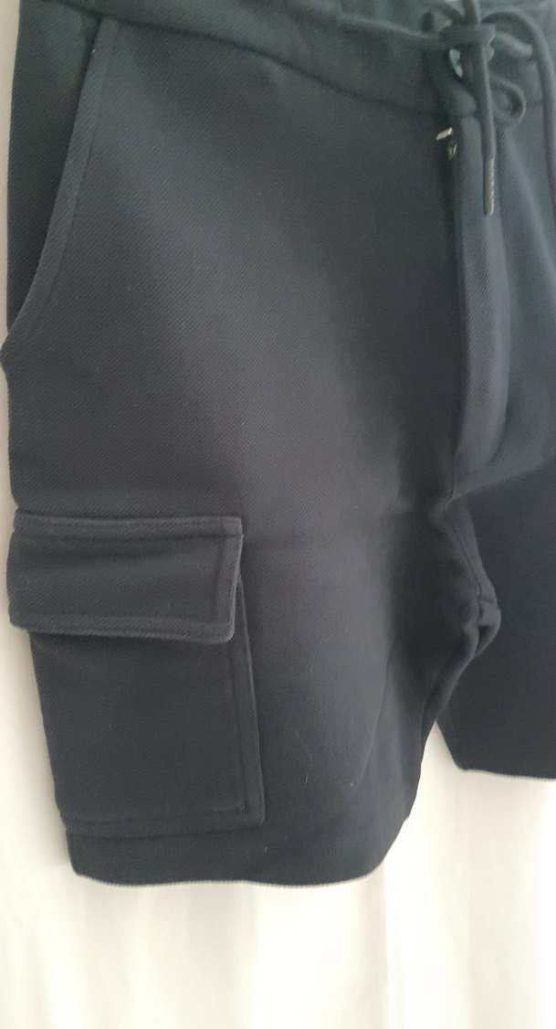 %100 Keten Siyah Bermuda Şort - Görsel 3