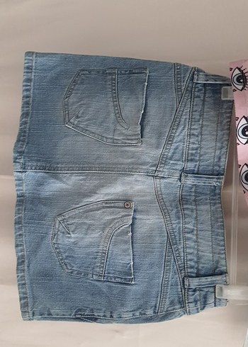 Pembe Batik Desenli tişört veMini Kot Etek - Görsel 11