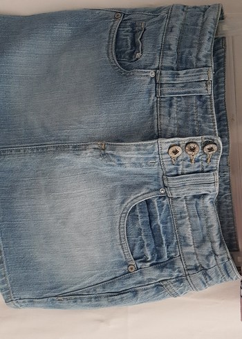 Pembe Batik Desenli tişört veMini Kot Etek - Görsel 3