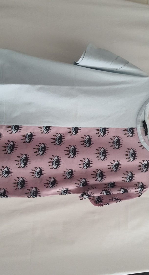 Pembe Batik Desenli  tişört  veMini Kot Etek - Görsel 2