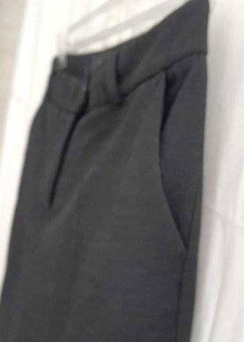 Düğmeli siyah Kadınketen  Kumaş Pantolon - Görsel 9