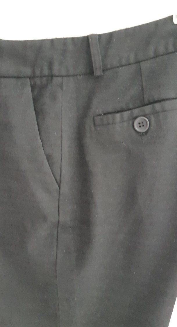 Düğmeli siyah Kadınketen  Kumaş Pantolon - Görsel 2