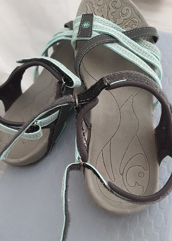 Tokalı Kadın Turkuaz Gri Dolgu Topuklu Sandalet - Görsel 6