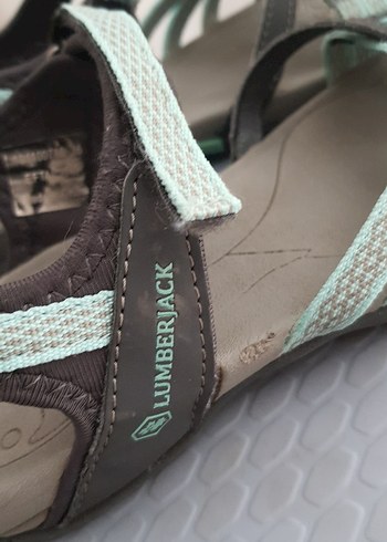 Tokalı Kadın Turkuaz Gri Dolgu Topuklu Sandalet - Görsel 3