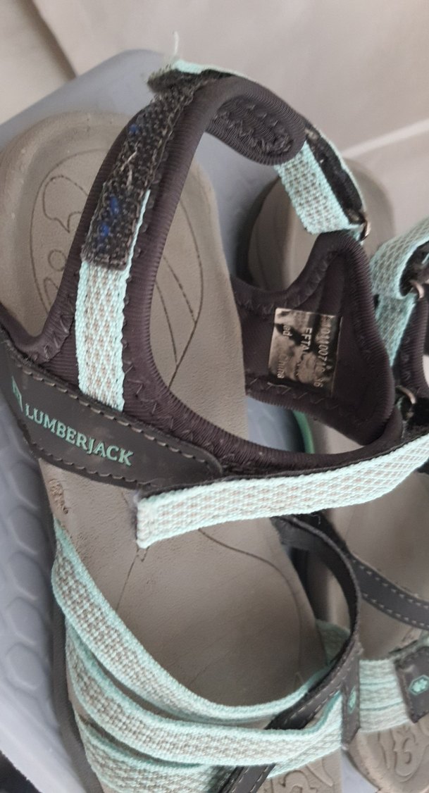 Tokalı Kadın Turkuaz Gri Dolgu Topuklu Sandalet - Görsel 2