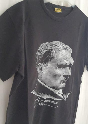 Siyahulu önder Atatürk Baskılı Kısa Kollu Erkek Tişört - Görsel 4