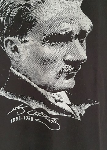 Siyahulu önder Atatürk Baskılı Kısa Kollu Erkek Tişört - Görsel 3