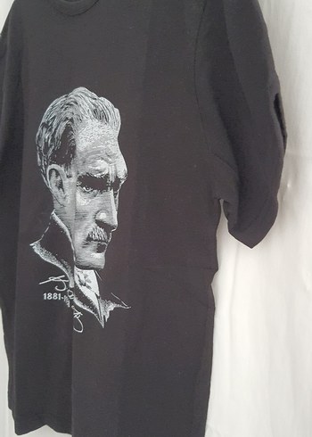Siyahulu önder Atatürk Baskılı Kısa Kollu Erkek Tişört - Görsel 5