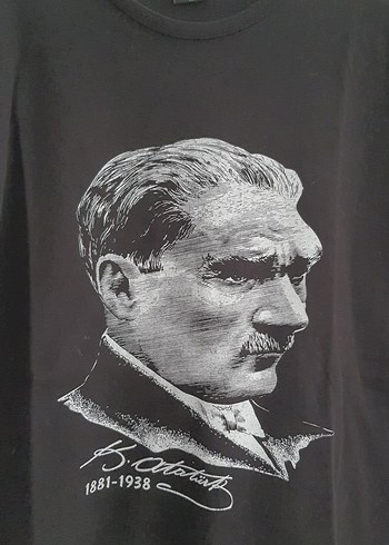 Siyahulu önder Atatürk Baskılı Kısa Kollu Erkek Tişört - Görsel 6