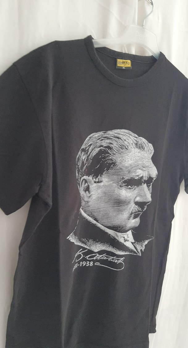 Siyahulu önder Atatürk Baskılı Kısa Kollu Erkek Tişört - Görsel 4