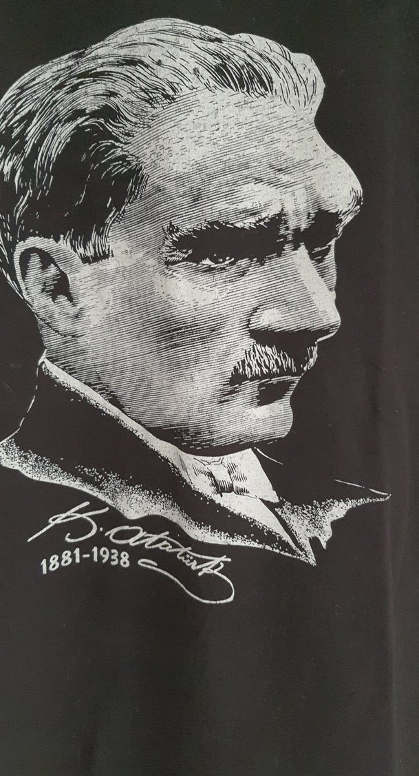 Siyahulu önder Atatürk Baskılı Kısa Kollu Erkek Tişört - Görsel 3