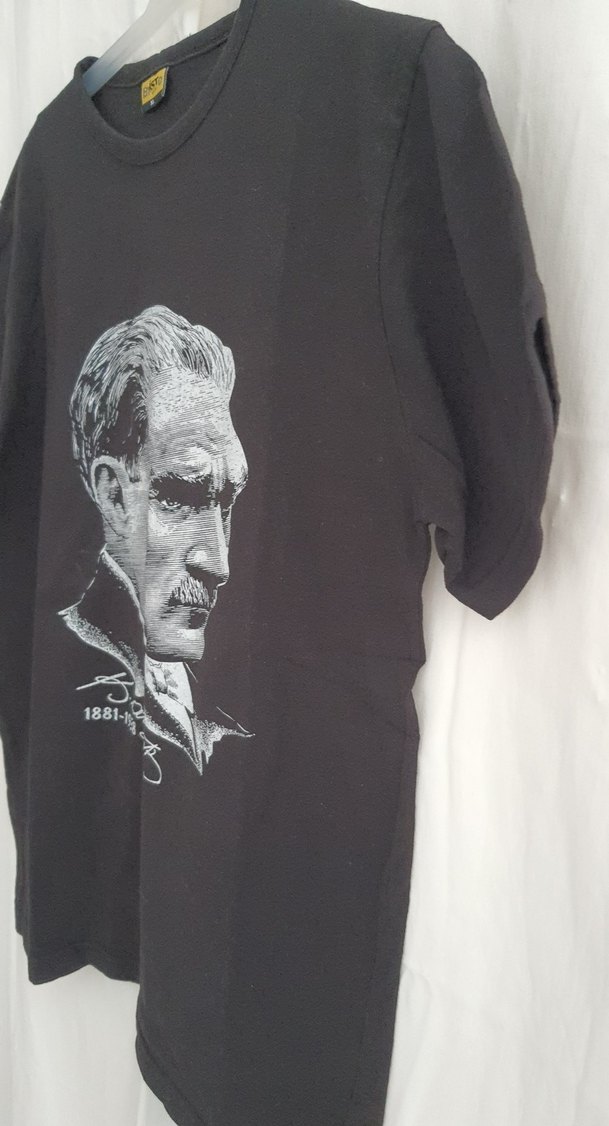 Siyahulu önder Atatürk Baskılı Kısa Kollu Erkek Tişört - Görsel 5