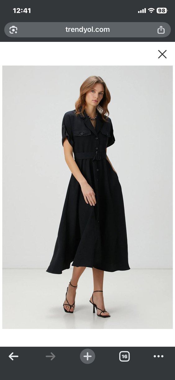 Kemerli Siyah Mini Elbise Network - Görsel 3