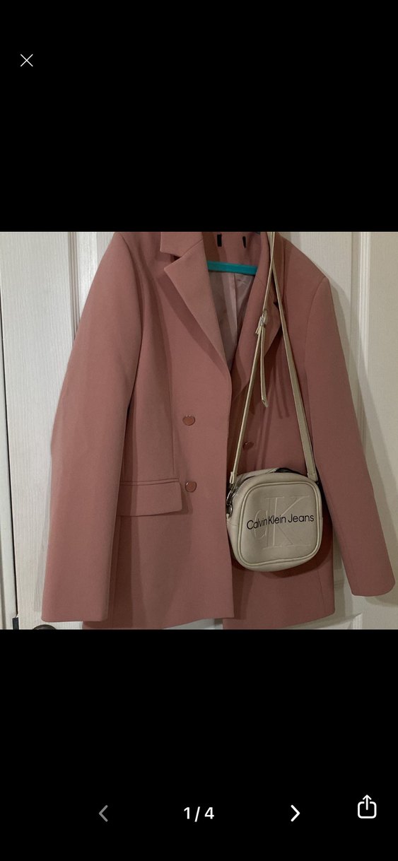 Network Pembe Kemerli Mini Kadın Deri Blazer - Görsel 2