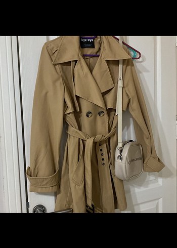 Bej Kadın Uzun Deri Trençkot - Görsel 2