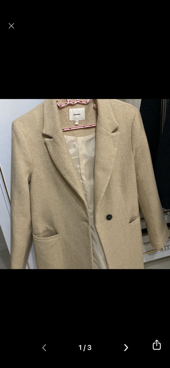 Koton Bej Tek Düğmeli Kaban - Görsel 3