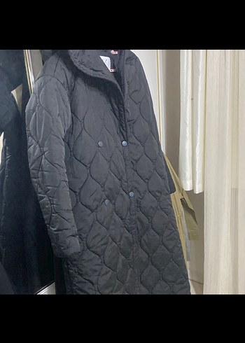 Kadriye Baştürk Düğmeli Siyah Midi Kadın Kışlık Ceket - Görsel 2