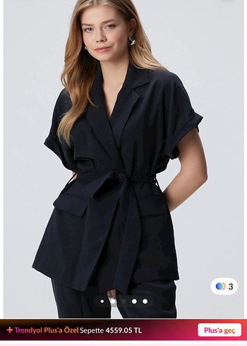 Kısa Kollu Siyah Kemerli Kadın Blazer Network - Görsel 2