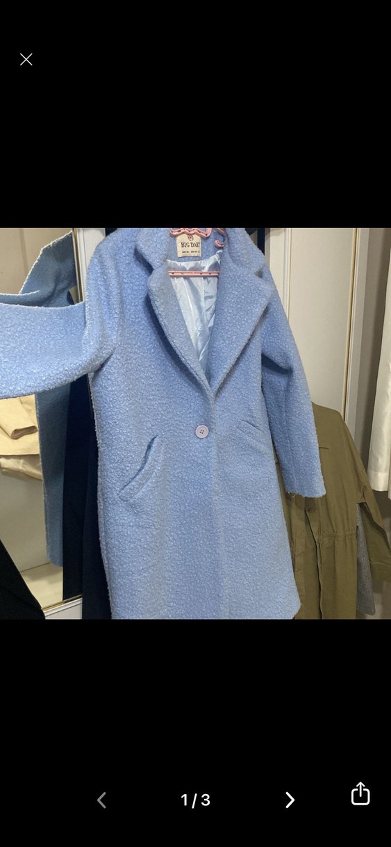 Mavi Midi Boy Düğmeli Kadın Kaban - Görsel 2