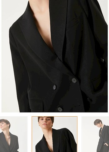 Network Siyah Düğmeli Kadın Blazer Ceket - Görsel 3