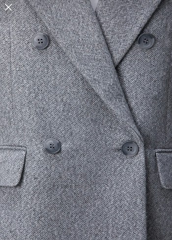 Network Gri Düğmeli Kadın Midi Blazer Ceket - Görsel 2