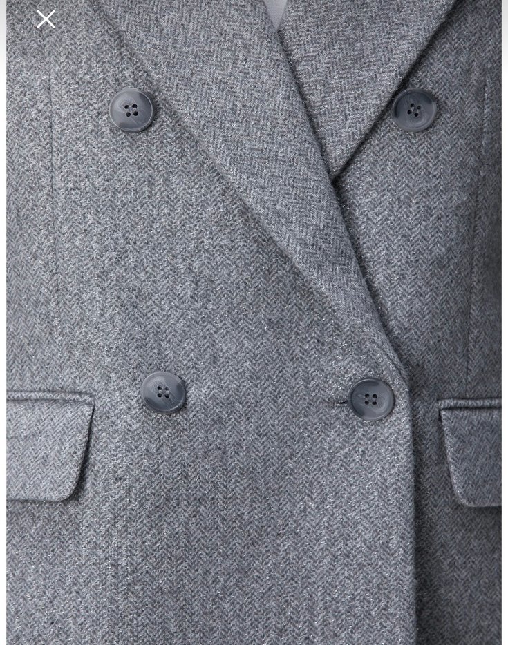 Network Gri Düğmeli Kadın Midi Blazer Ceket - Görsel 2