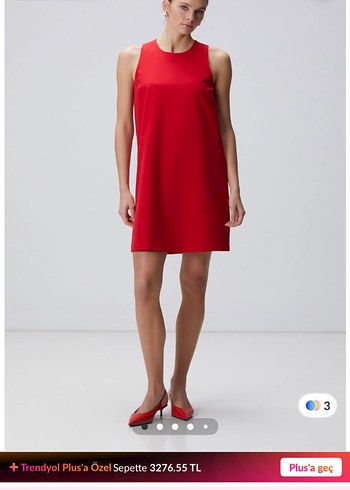 Kolsuz Kırmızı Midi Elbise Network - Görsel 2