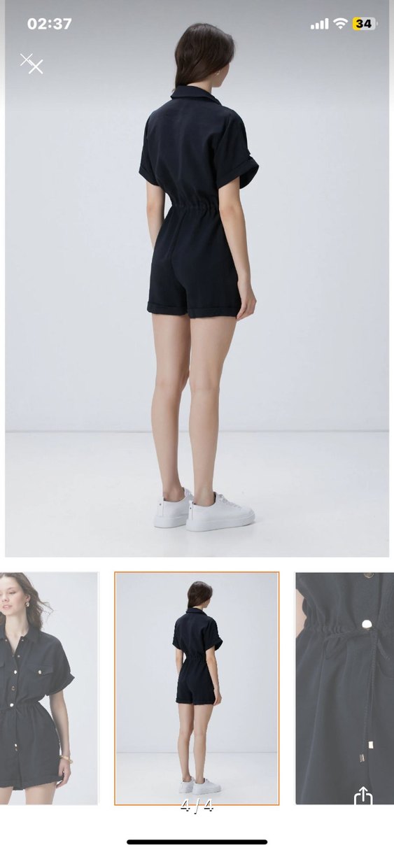 Network Siyah Kısa Düğmeli Kadın Tulum - Görsel 3