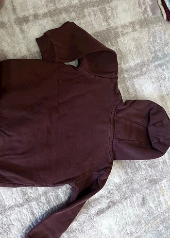 18-24 Ay Beden Kahverengi Kapüşonlu Erkek Çocuk Sweatshirt
